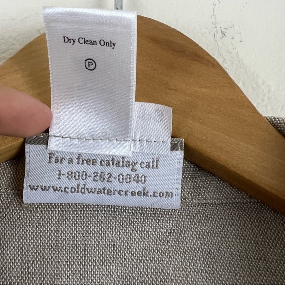 Linen Blend Lagenlook Minimalist VTG Coldwater Creek Beige Open Front Cardigan - Picture 8 of 11